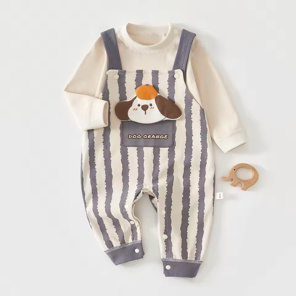 Essential Premium Cotton Baby Overall Set - Graphic Set