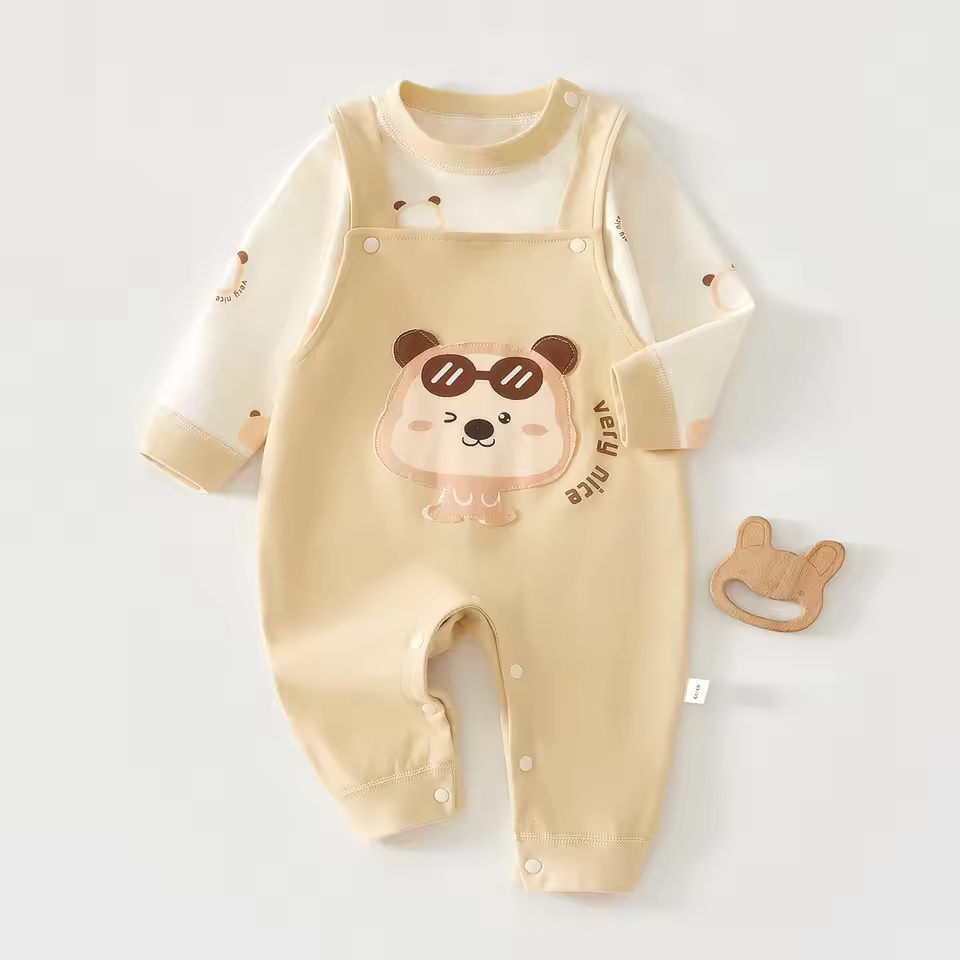 Essential Premium Cotton Baby Overall Set - Graphic Set