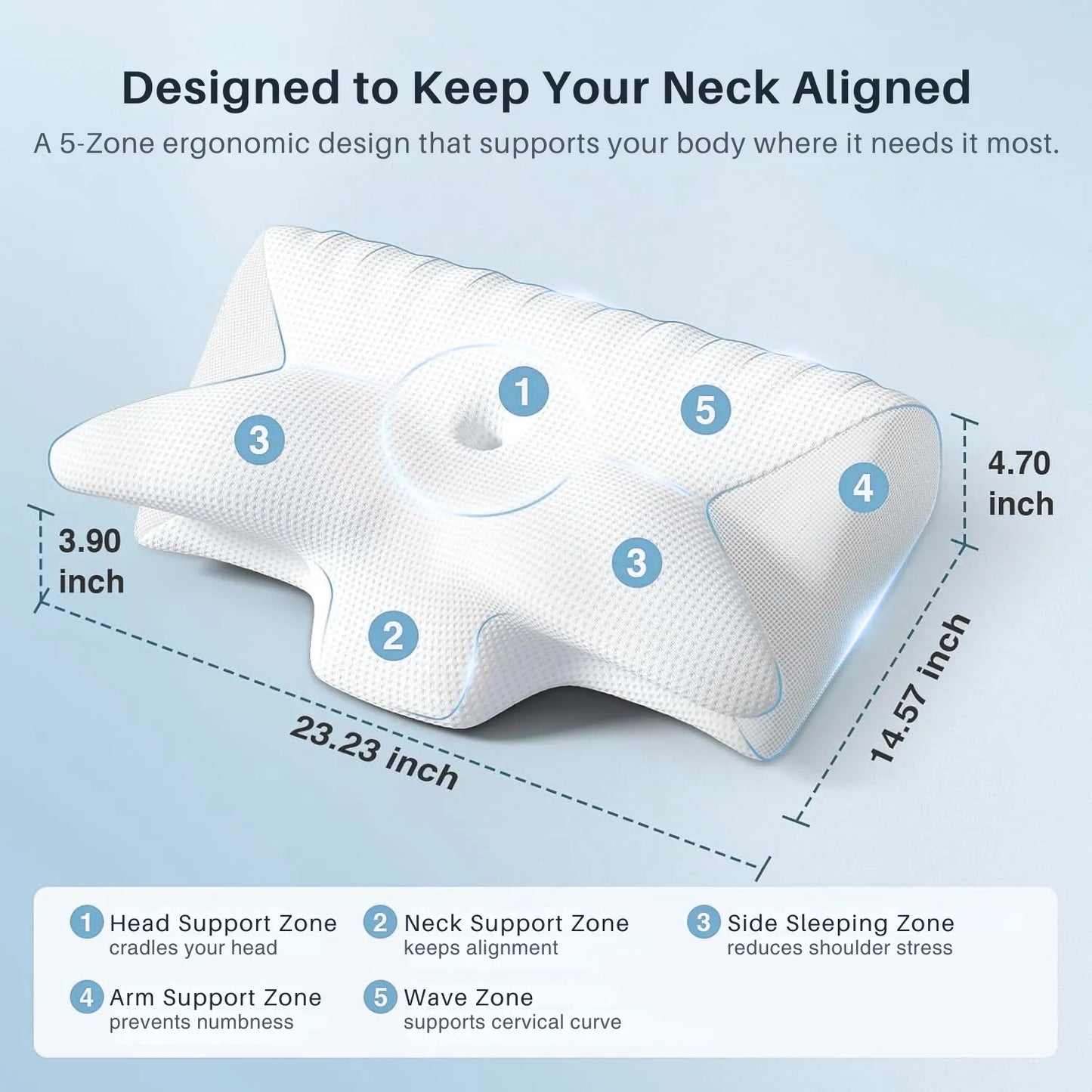Ergonomic Pillow Designed for All-Night Neck Support